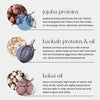 Ingredients in damage fix shampoo and conditioner: jojoba proteins for strength, shine, and elasticity, boabob proteins & oil for hydration and protection, and kukui oil for moisture.